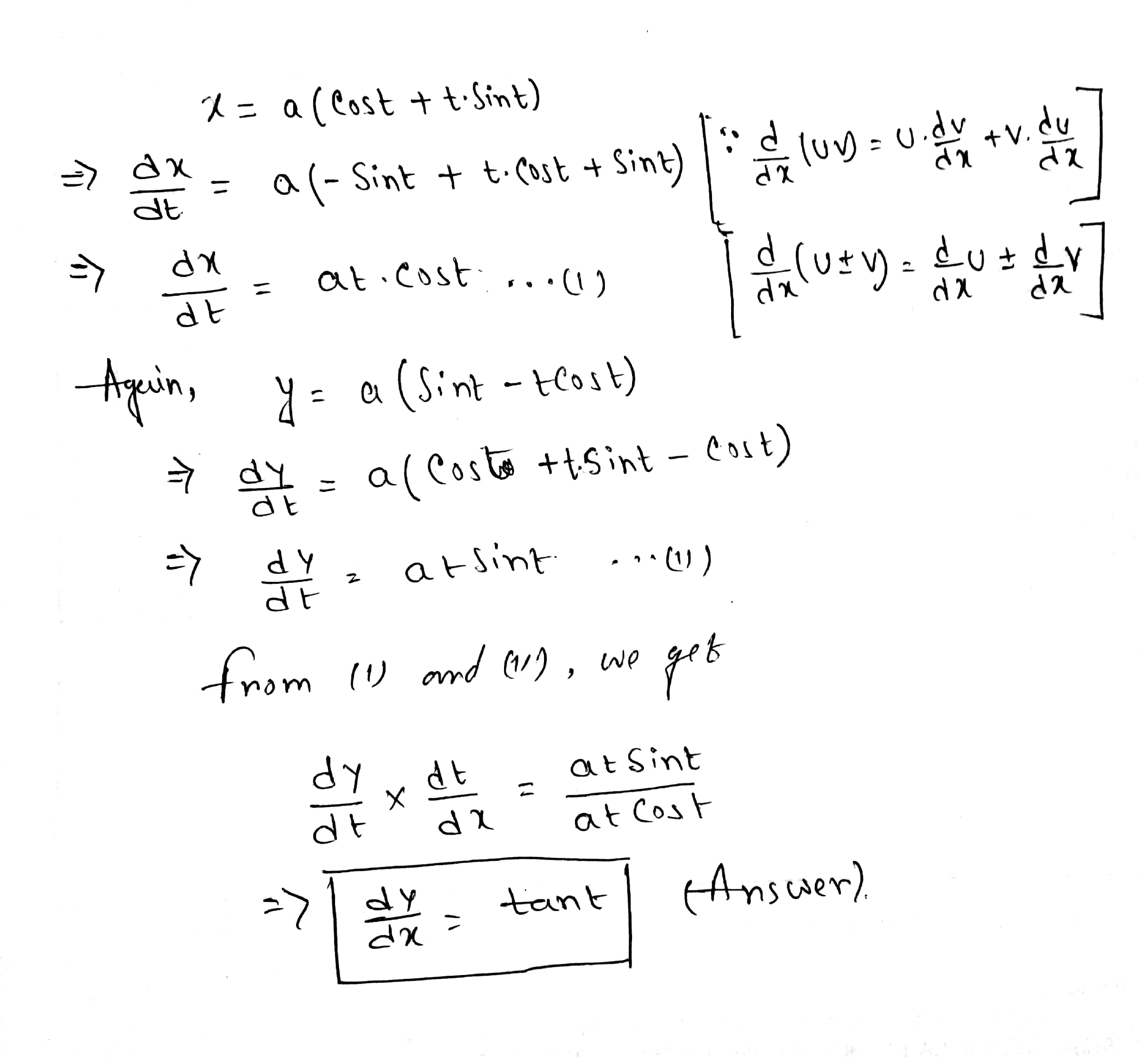 how-do-you-find-dy-dx-when-x-a-cost-tsint-and-y-a-sint-tcost-socratic